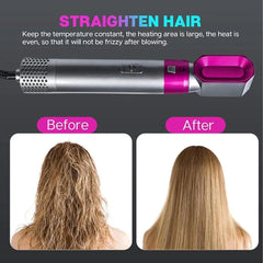 5 in 1 Hair Dryer Brush - Hair Straightener Brush - Hair Styler - Hot Air Brush - Hair Curler Curling - Hair Volumizer - One Step Hair Styling Tool for Curling, Drying, Health & Beauty Tools