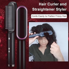 Hair Straightening Comb/Brush, Curling Comb Dual-Purpose Hair Straightener Styling Comb, Splint Does Not Damage The Inner Buckle for Professional Salon at Home (Random colors)