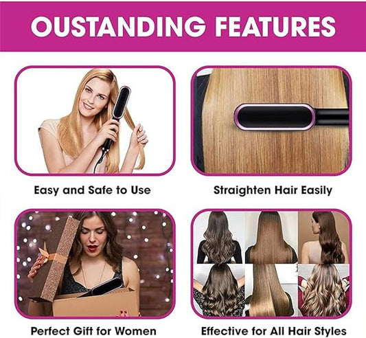 Hair Straightening Comb/Brush, Curling Comb Dual-Purpose Hair Straightener Styling Comb, Splint Does Not Damage The Inner Buckle for Professional Salon at Home (Random colors)