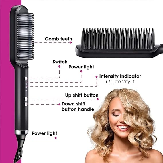 Hair Straightening Comb/Brush, Curling Comb Dual-Purpose Hair Straightener Styling Comb, Splint Does Not Damage The Inner Buckle for Professional Salon at Home (Random colors)