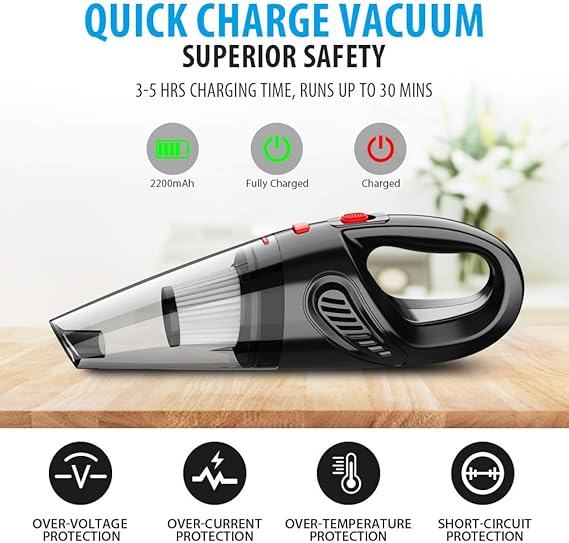 Handheld Vacuum, Hand Vacuum Cordless with High Power, Mini Vacuum Cleaner Handheld Rechargeable for Home and Car Cleaning