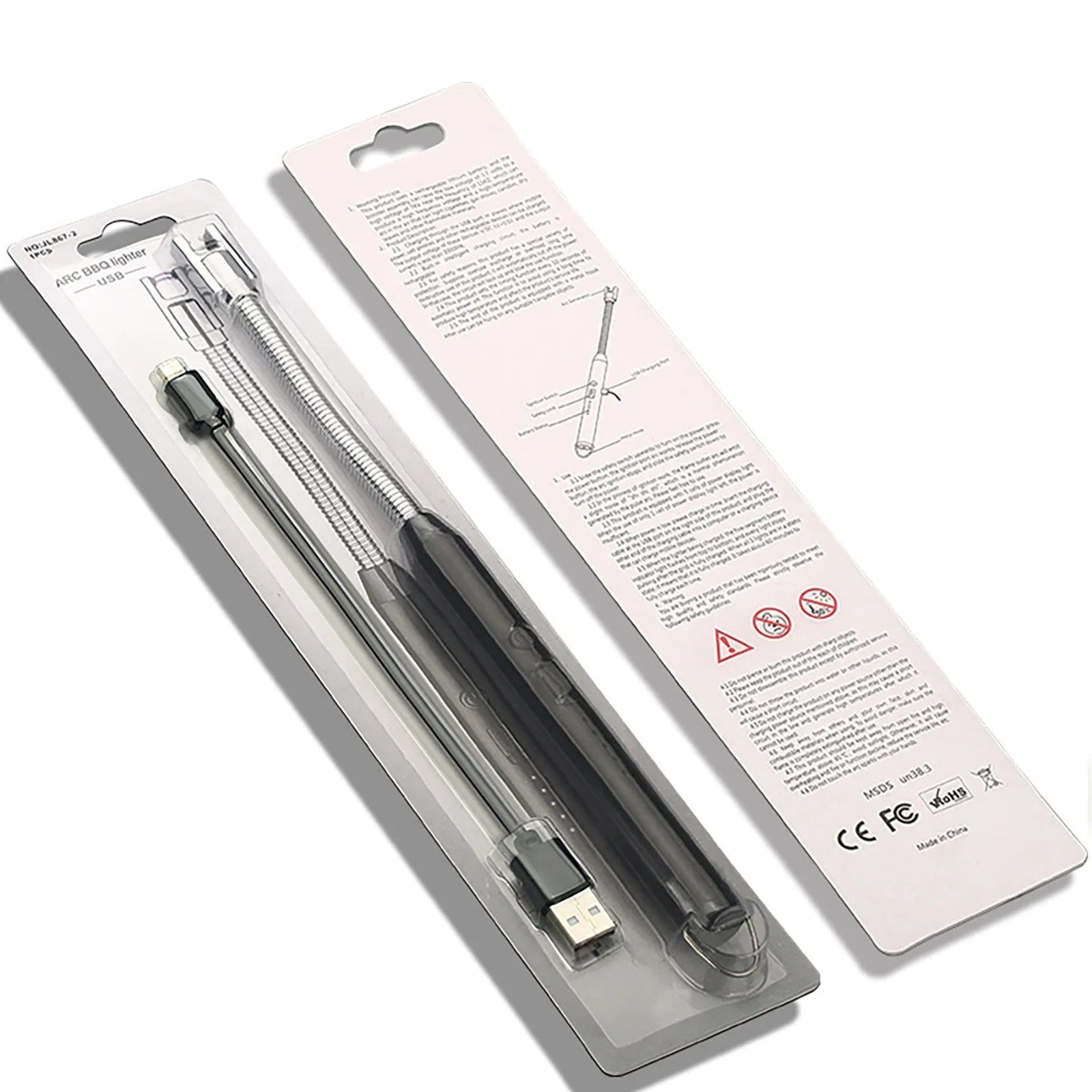 360° Outdoor Kitchen Lighter Usb Rechargeable Portable Electronic Arc Lighter Flexible Neck Safety Lock Windproof Eco Friendly Design (Random Colors)