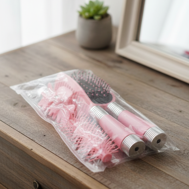 Pink 4 Piece Hair Brush Set Providing Premium Quality With Fashionable Design Comfortable Grip
