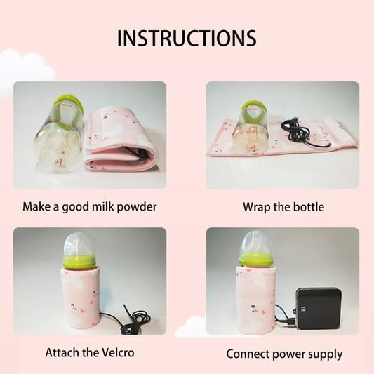 Portable USB Feeder Warmer Pouch | 42°C Constant Heating | Easy‑to‑Carry | Random Design