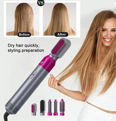 5 in 1 Hair Dryer Brush - Hair Straightener Brush - Hair Styler - Hot Air Brush - Hair Curler Curling - Hair Volumizer - One Step Hair Styling Tool for Curling, Drying, Health & Beauty Tools