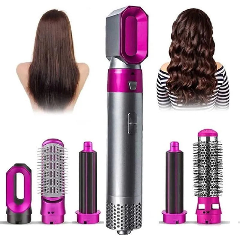 5 in 1 Hair Dryer Brush - Hair Straightener Brush - Hair Styler - Hot Air Brush - Hair Curler Curling - Hair Volumizer - One Step Hair Styling Tool for Curling, Drying, Health & Beauty Tools