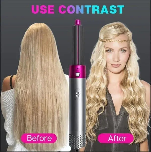 5 in 1 Hair Dryer Brush - Hair Straightener Brush - Hair Styler - Hot Air Brush - Hair Curler Curling - Hair Volumizer - One Step Hair Styling Tool for Curling, Drying, Health & Beauty Tools