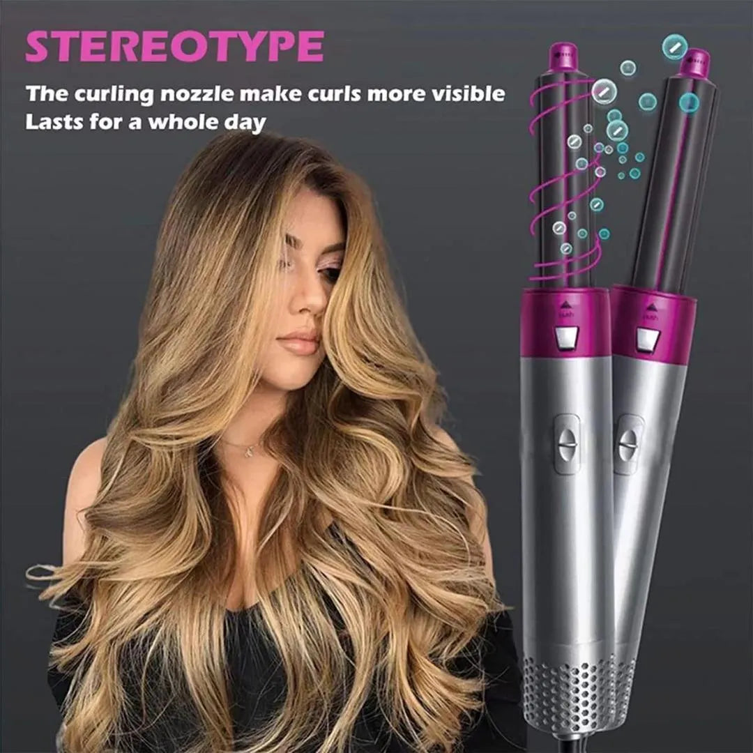 5 in 1 Hair Dryer Brush - Hair Straightener Brush - Hair Styler - Hot Air Brush - Hair Curler Curling - Hair Volumizer - One Step Hair Styling Tool for Curling, Drying, Health & Beauty Tools