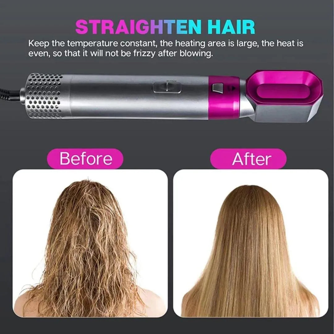 5 in 1 Hair Dryer Brush - Hair Straightener Brush - Hair Styler - Hot Air Brush - Hair Curler Curling - Hair Volumizer - One Step Hair Styling Tool for Curling, Drying, Health & Beauty Tools